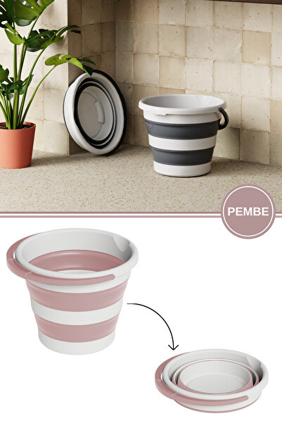 12den Katlanır Bebek Banyo Su Kovası, Saplı Oluklu Akordiyon Çok Amaçlı Kova ...