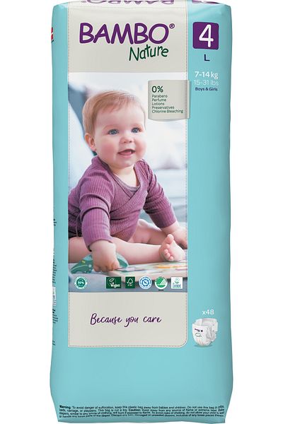 Bambo Nature Scutece Ecologice pentru copii Bambo Nature Maxi, Nr. 4 (7-14 kg), pachet 48 buc.
