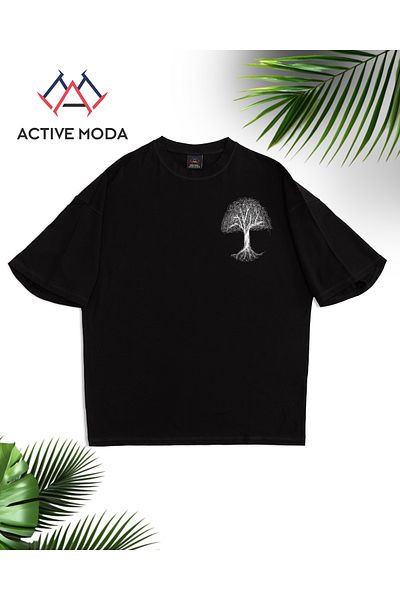 ACTIVE MODA -Men's Cotton Printed White Tree Short Sleeve Tshirt Oversize Big Size