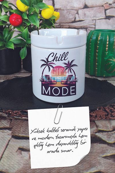 giftkonsept Chill Fashion Summer Themed Printed Ceramic Lid Odorless Ashtray