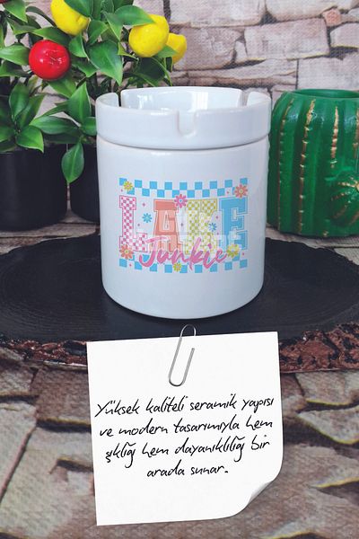 giftkonsept Lake  Summer Themed Printed Ceramic Lid Odorless Ashtray