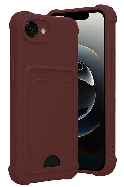 NewFace Apple iPhone 16E Kelvin Silicone with Business Card - Claret Red Zrnet