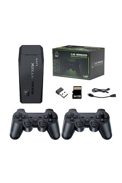 JESWO Consolă de jocuri retro, JESWO, peste 25000 de jocuri, HDMI 4K, 2 controllere wireless 2.4G, neagră, 64GB