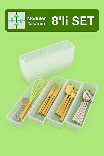 VİALEX VİALEX ORİGAMİ 8'li Kaşıklık Çatal Bıçak Çekmece İçi Düzenleme Organiz...