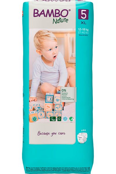 Bambo Nature Scutece Ecologice pentru copii Bambo Nature Junior, Nr. 5 (12-18 kg), pachet 44 buc.