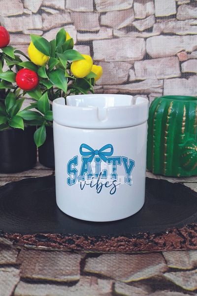 giftkonsept Coquette Salty Vibes Summer Themed Printed Ceramic Lid Odorless Ashtray