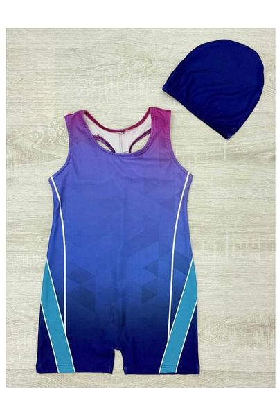 ÖYKÜ KİDS Costum de baie pentru fete cu pantaloni scurți de înot (cu șapcă)