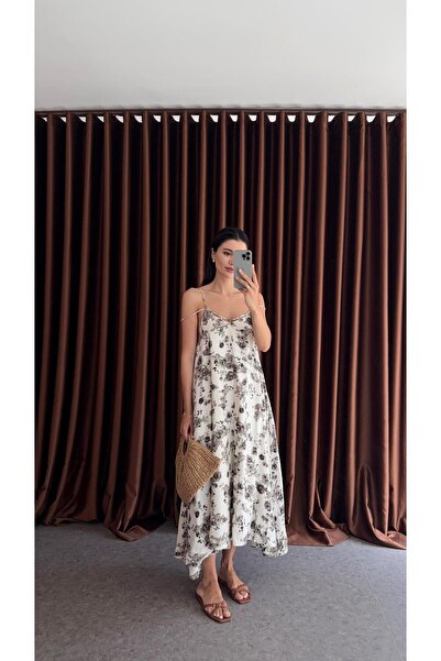 HAZELANNA Rochie casual cu flori de cafea rece