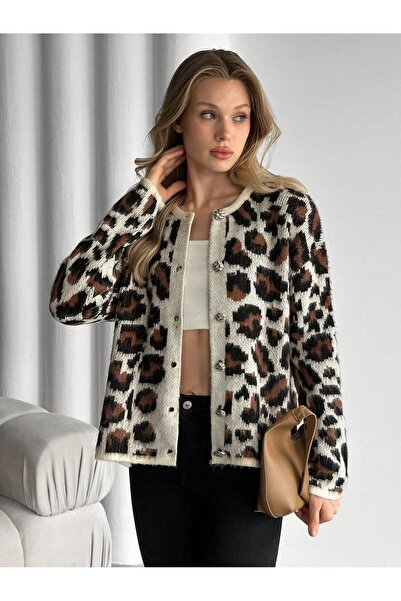 hidafashion LEOPARD MINTÁS, SZÁRÍTOTT KÖTÉSŰ KARDIGÁN