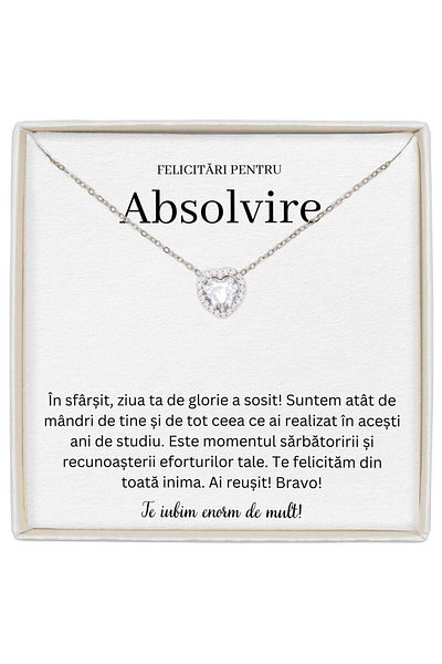 The Jewel Heart Special Gift for Daughter Graduating, Heart and Crystal Necklace, 41+5 cm