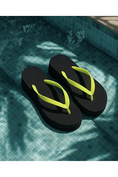 NUR KARACA 25Y1103 Flip-Flop High Sole Comfortable Daily Summer Beach Slippers for Women-Platrofm Model