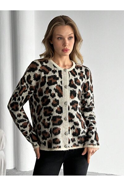 hidafashion LEOPARD MINTÁS, SZÁRÍTOTT KÖTÉSŰ KARDIGÁN