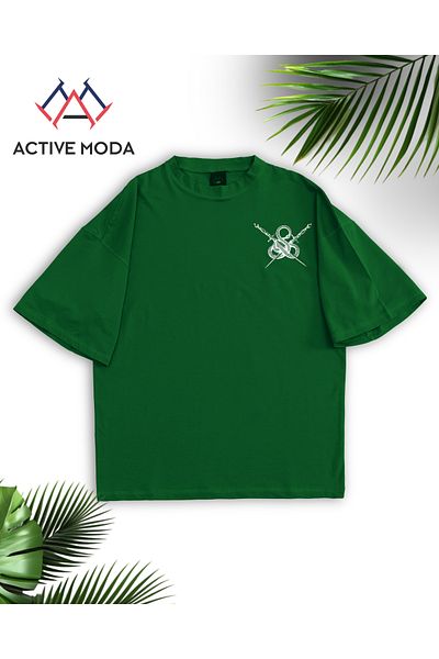 ACTIVE MODA -Men's Cotton Printed Snake Short Sleeve Tshirt Oversize Big Size