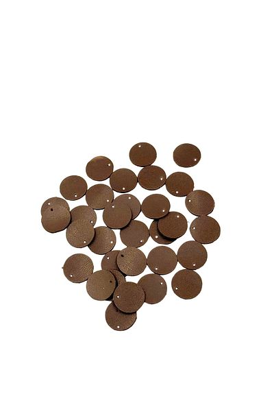 Lady Moss 20 mm Sewable Leather Sequins 100 Pieces (Brown)