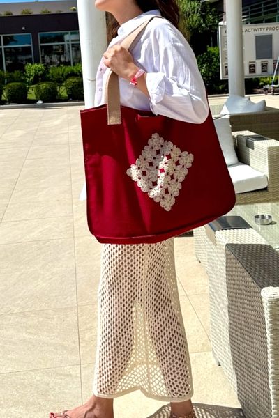Pinty Design Linen Large Size Women's Shoulder Bag