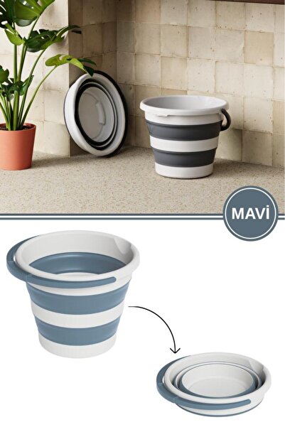 12den Katlanır Bebek Banyo Su Kovası, Saplı Oluklu Akordiyon Çok Amaçlı Kova ...