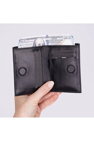 Enseb Nigra Genuine Leather, Handmade Wallet, Rustic Black