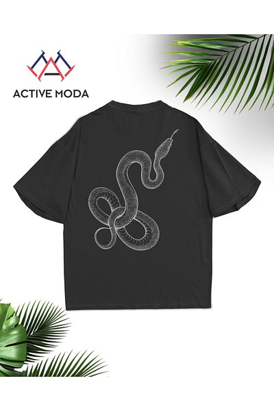 ACTIVE MODA -Men's Cotton Printed Snake Short Sleeve Tshirt Oversize Big Size