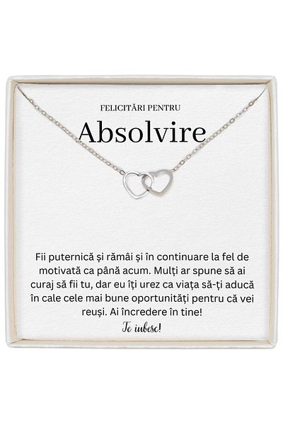 The Jewel Heart Colier Cu Inimă Argintie, Mesaj Din Inimă Pentru Fiica Ta, Absolventă Deosebită, 39+5 cm
