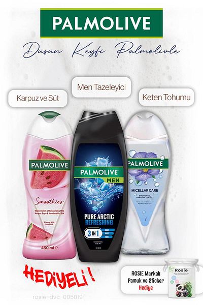 Palmolive 3-Pack Shower Gel Watermelon 450 ml, Men 500 ml, Linen 500 ml, Rosie gift