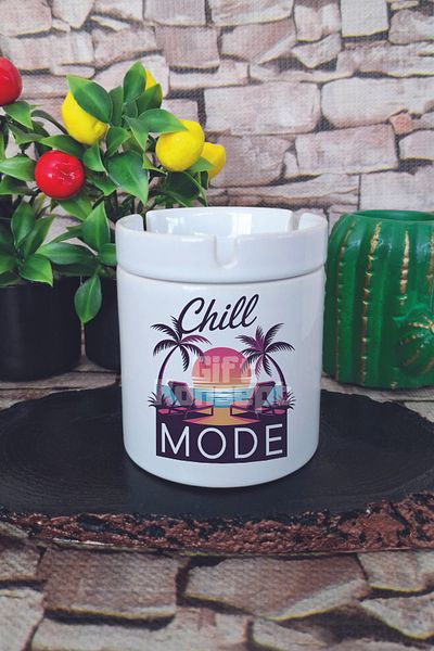 giftkonsept Chill Fashion Summer Themed Printed Ceramic Lid Odorless Ashtray