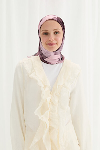 cs camellia scarf Eșarfă moale cu model Lotus - Pudra