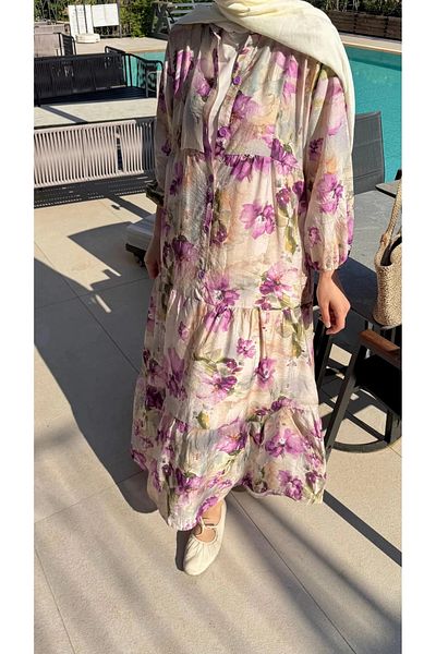 DEFNECE BUTİK Rana Floral Dress - Lilac