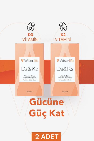 Seddar Collection Wiserlife D3&K2 Vitamin D3 and Vitamin K2 Containing Supplement Food 20 ml 2Pcs