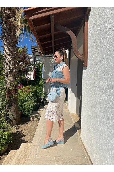 BRGCLOTHING Premium Tasarım Örgü Jean Etek