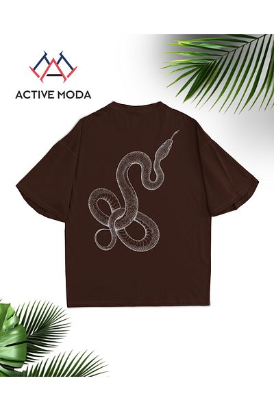 ACTIVE MODA -Men's Cotton Printed Snake Short Sleeve Tshirt Oversize Big Size