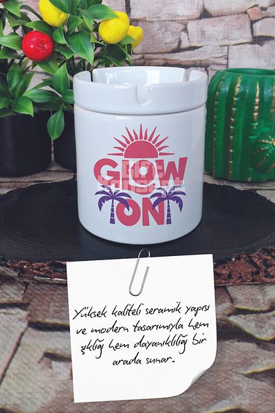 giftkonsept Τασάκι χωρίς άρωμα με τυπωμένο κεραμικό καπάκι με θέμα το Glow On Summer