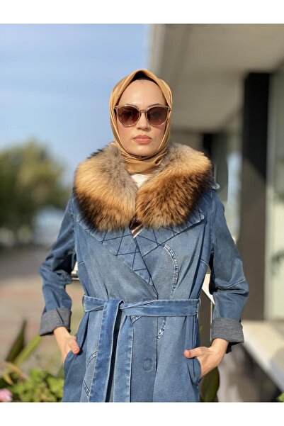 MissWhence Furry Denim Overcoat 34511