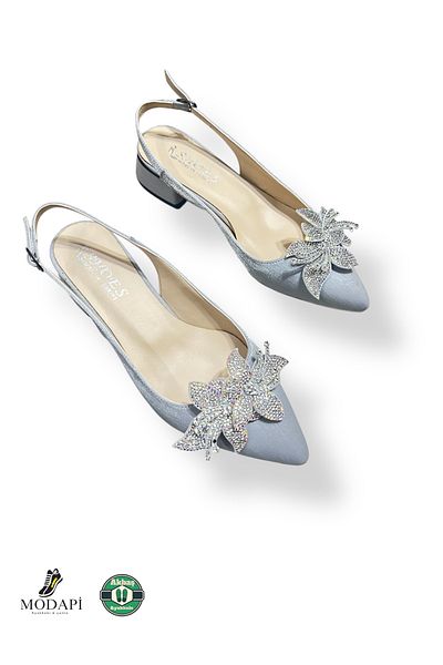 oyyo Open Back Pointed Toe Ribbon Short Heel Daily Ballerina Women's Heeled Shoes