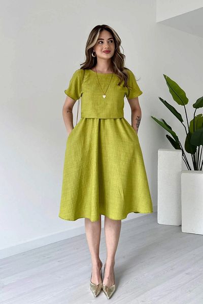 Aventien Rochie midi verde cu buzunare cu aspect de echipă