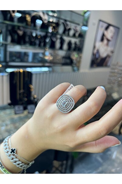 925Silver Baget yüzük (4 sıra taşlı oval)