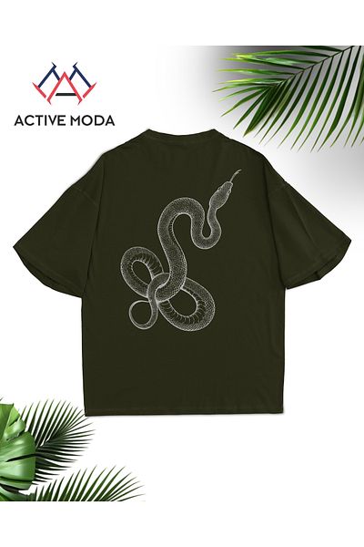 ACTIVE MODA -Men's Cotton Printed Snake Short Sleeve Tshirt Oversize Big Size