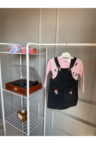 Bonn Kids Mickey Mouse Temalı 2’li Kot Kız Salopet