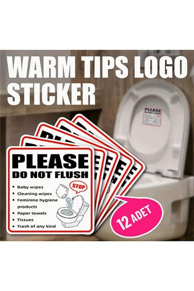 zafrakreklam Wc Toilet Warning Diversion Sticker Foil Square 12 Pcs 10 cm