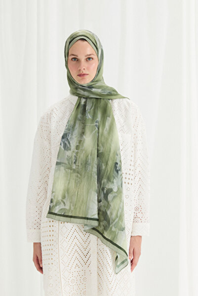 cs camellia scarf Şal de catifea - verde