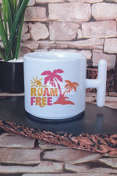giftkonsept Roam Free Printed t Handle Latte Cup Mug
