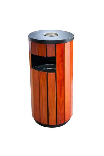 Raki Outdoor ashtray with trash can RAKI ICIKALA round wood 35x35xh80cm