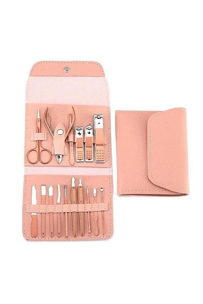 OEM 16 Piece Cosmetic Care Set for Manicure and Pedicure with Eco-Leather Bag