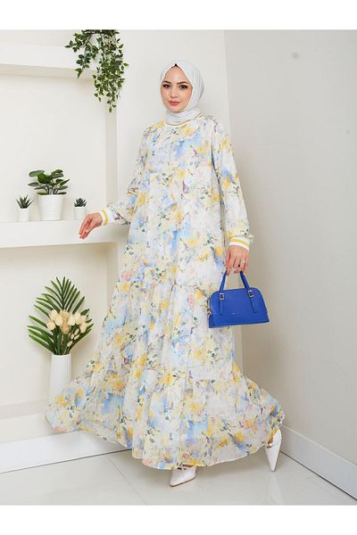 HARMAN BUTİK Women's Patterned Chiffon Dress