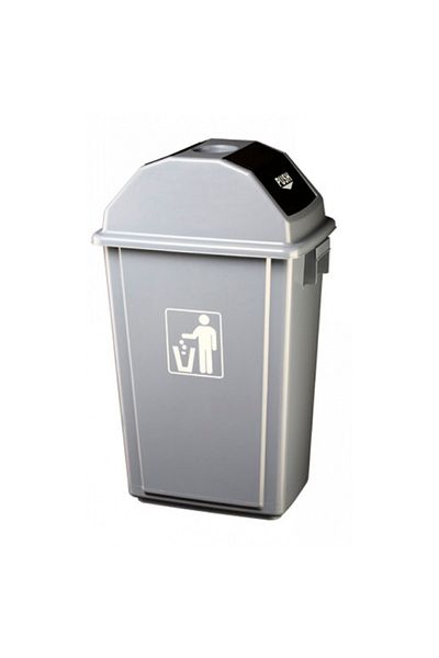 Raki ICIKALA PROFI trash can with hinged lid and ashtray 58L 47x33x76cm gray color