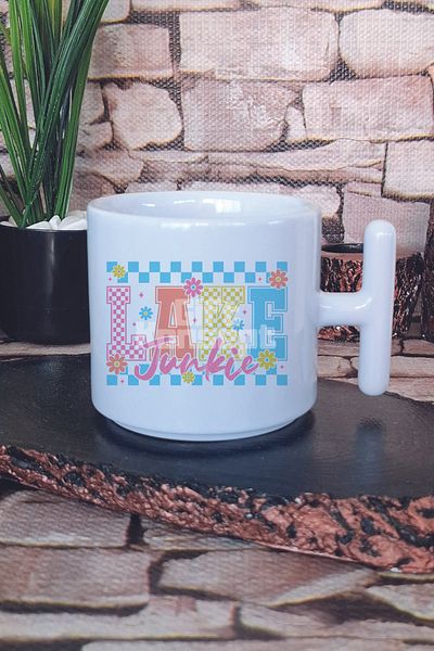 giftkonsept Lake  Printed t Handle Latte Cup Mug