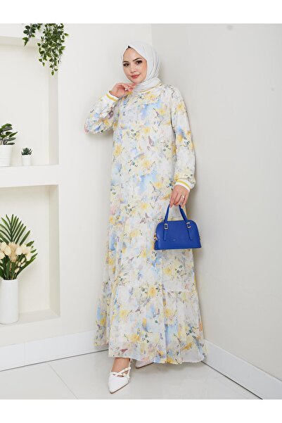 HARMAN BUTİK Γυναικείο φόρεμα σιφόν με σχέδια