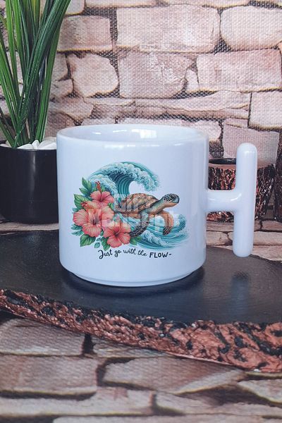 giftkonsept All Booked for Summer Printed t Handle Latte Cup Mug Cup
