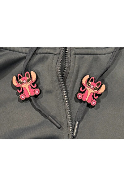 PUREYSMA Lilo Stitch Karakterli Kapüşon İpi Süsü Çiftli Stopper Sweatshirt Ho...