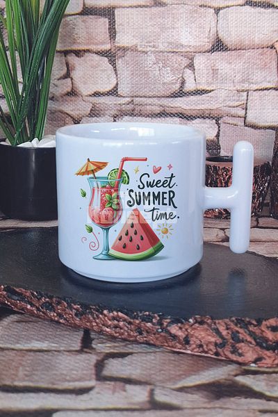 giftkonsept Sweet Summer Time Printed t Handle Latte Cup Mug Cup