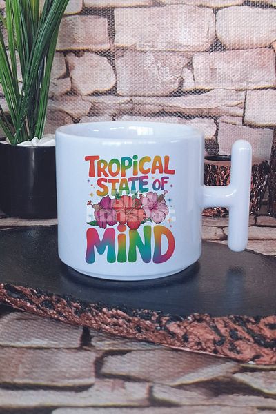 giftkonsept Tropical State of Mind Printed t Handle Latte Cup Mug Cup